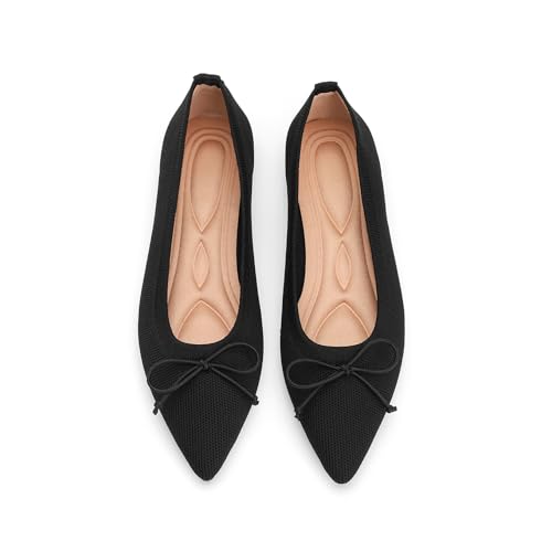 Image of Flats for Women Pointed Toe Knit Foldable Ballet Flat Shoes