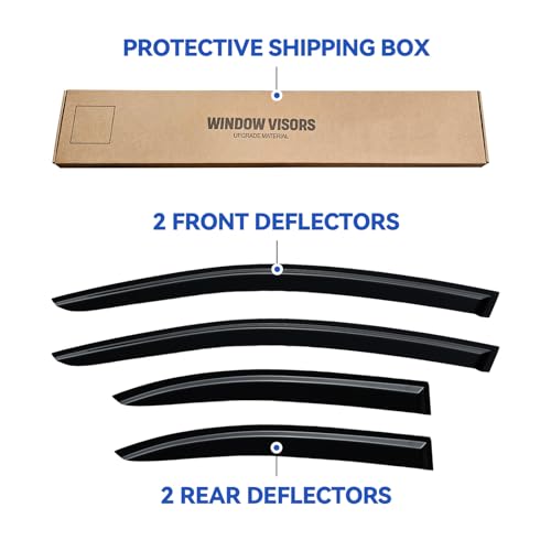 Image of Window Visors Rain Guards for 2008-2017 Mitsubishi Lancer, Out-Channel Window Vent Wind Deflectors Visors Shades for 08-17 Mitsubishi Lancer