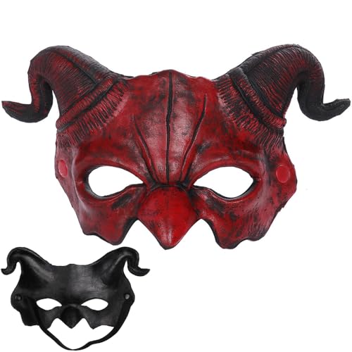 YGCHEN Máscara de Diablo para Halloween   Decoración de Fiesta con Máscaras Demonio y Fantasma de Cuerno   Mascarilla para Carnaval, Cosplay y Navidad
