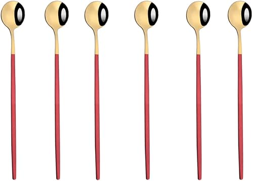 Gugrida Cuchara de bar, palitos de mezcla, 6 cucharas de cóctel largas de acero inoxidable 304 de 8.26 pulgadas, cuchara de mezcla, agitador de