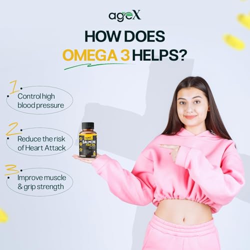 Image of Omega 3 Fish Oil Capsules 1000mg | 180mg EPA + 120mg DHA | High Absorption Triglyceride Form | No Fishy Burps | Mercury-Free Salmon Oil | 60 Softgels (Pack of 2)
