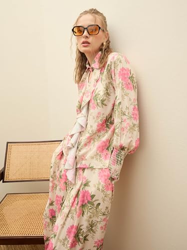 Image of Sassafras Women's Floral Top with Flared Pants