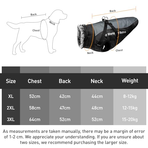 Votoko Sport im Freien Wintermantel Hund, Reflektierender Haustier-Schneeanzug Hundemantel mit Geschirr, Hundemantel Warm mit Windschutz und Wasserdicht, Geeignet für MittelgroßE Hunde (2XL)