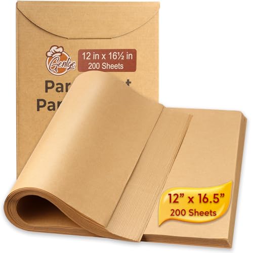 200 Pcs Parchment Paper Baking Sheets, 12x16.5 Inches Non-Stick Precut Baking Parchment, for Baking Cooking Cookie Bread and Air Fryer - Unbleached