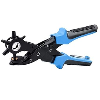 KEKEYANG Leather Hole Punch Tool Compatible with Belts, with Ruler, Screwdriver, Punch Plate and Awl Tool, Hole Puncher Compatible with Fabric, Saddle Tools