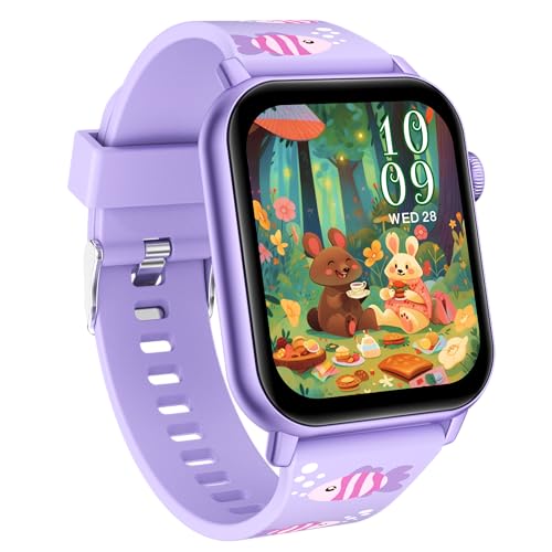 NEXORX KiddoTime Kids Smart watch with Games, Audiobooks & Study Cards, 1.83" IPS Display, Heart Rate Sensor, IP67 Waterproof, 1GB Memory, Silicone Strap (Purple)