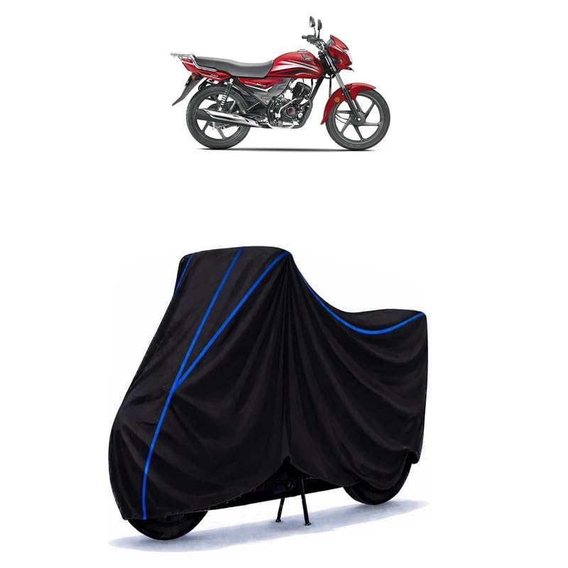Image of Dream Neo BS4 Bike Cover Water Resistant Universal Motorcycle Rain | Heavy Duty UV Protection, Dust, Scratch Indoor Outdoor All Weather with Black Blue Piping Elastic