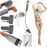 flyfishingmasters  FLYFISH Doccia da Campeggio Portatile soffione Campeggio con Uno batterie Ricaricabili USB e Batteria Integrata 2200mAH for Viaggio (Update+Trigger+2-Bat Shower)