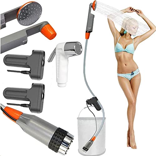  FLYFISH Doccia da Campeggio Portatile soffione Campeggio con Uno batterie Ricaricabili USB e Batteria Integrata 2200mAH for Viaggio (Update+Trigger+2-Bat Shower)
