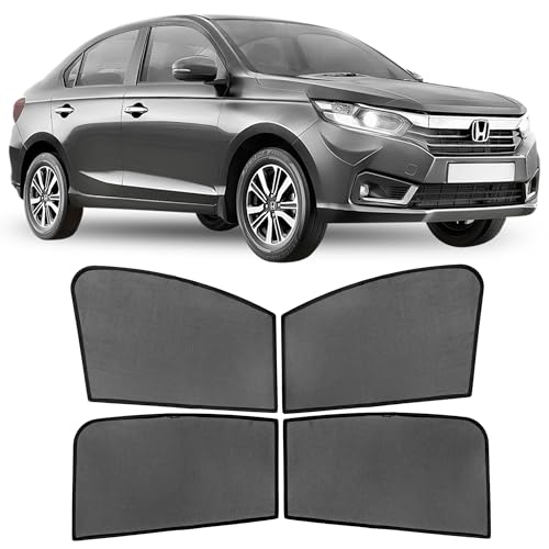 Image of AutoStory Custom Fit Non-Magnetic Cotton Mesh Car Sunshade for Amaze 2018-2024 | UV & Heat Protection Car Window Curtains | Privacy Car Sun Shade | Breathable Vehicle Specific Side Window Shades