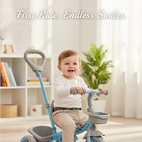 Image of Tricycle for Kids, with Parental Control, Tricycles for Kids 2 to 5 Years Boys and Girls, Cycle for 1+ Children, Bike with EVA Tech Wheels, Super, Blue