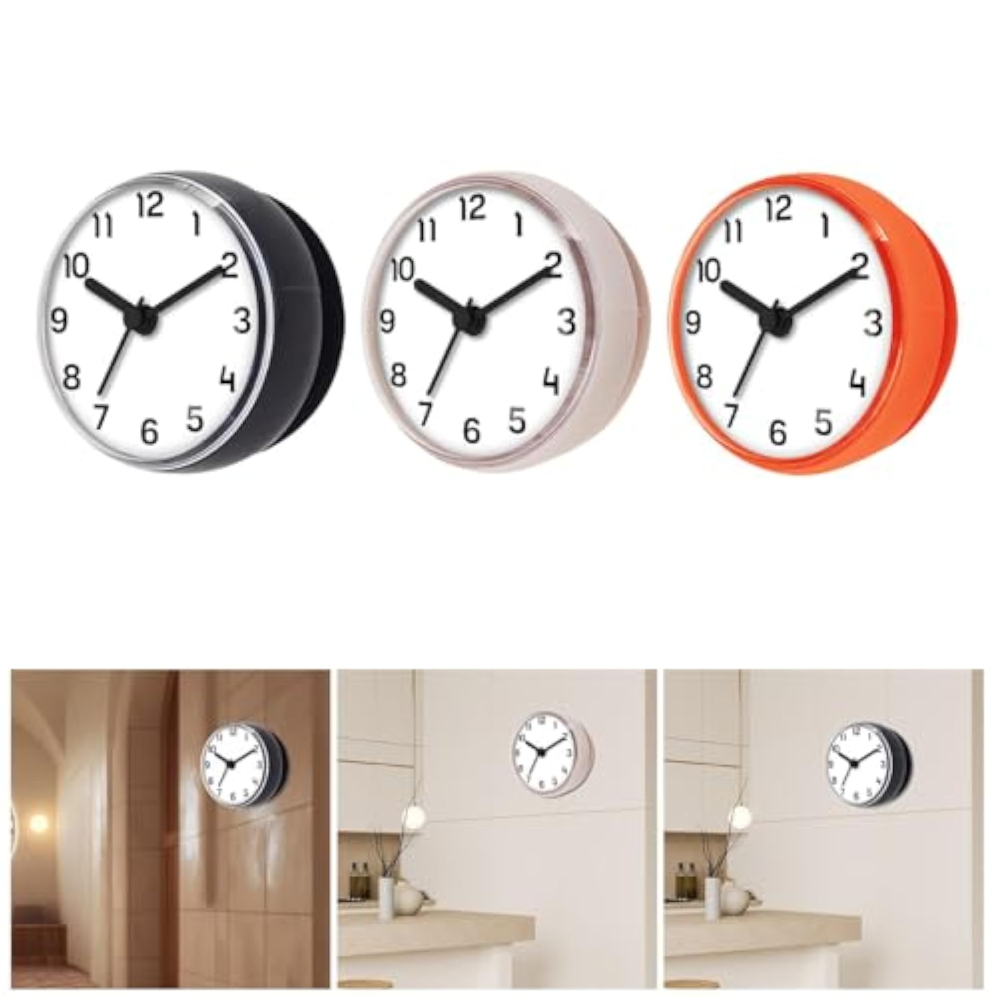 Waterproof Bathroom Clock Silent Small for Hotels Toilets
