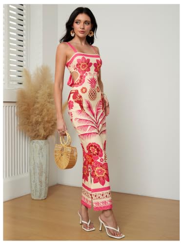 Image of Floerns Women's Tropical Bow Tie Back Long Dress Sleeveless Maxi Dress