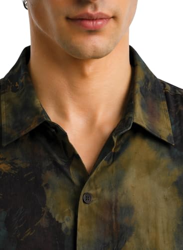 Image of ADRO Abstract Printed Shirts for Men | Breathable Cotton Rayon Fabric | Relaxed Fit Summer Shirts | Casual Party Shirt for Men