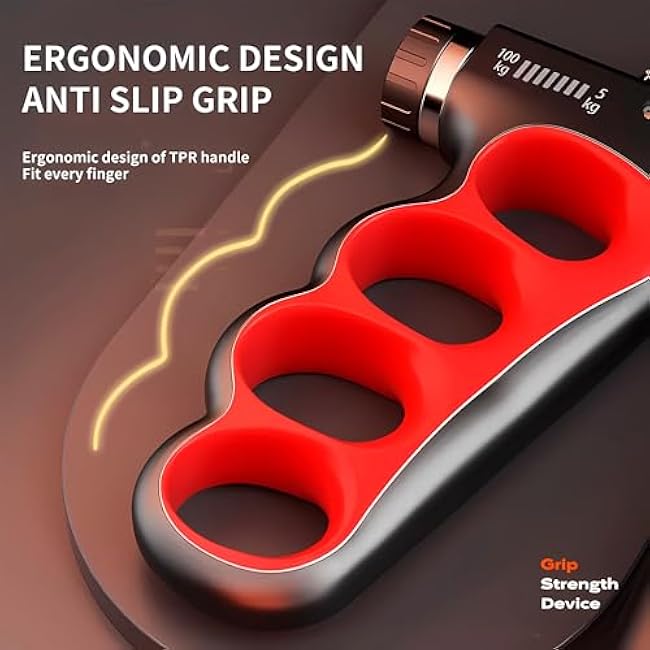 Grip strength trainer, adjustable hand grip strengthener, Durable Adjustable Resistance 5-100KG With Digital Counter, ergonomic design, high-strength spring, perfect hand