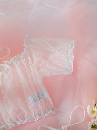 Image of Lilosy Sexy Stretch Ruffle Tie Sheer Mesh Lingerie Set Outfits