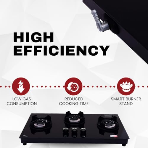 HORNBILLS 3 Burner HOB Design Mild Steel FRAME CROWN Pan Support Automatic With ALLOY BLACK BURNER - Image 5