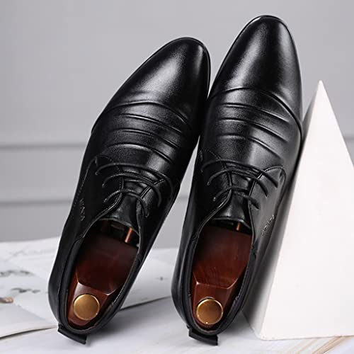 ZHOUYF Mens Dress Shoes Fashion Lace-up Pointed Toe Breathable Leather Formal Shoes Business White Wedding Shoes Classic Casual Outdoor Oxford Shoes for Men3