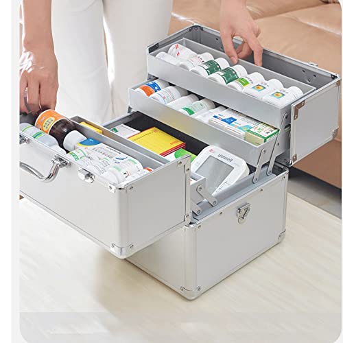 Apteczka Domowa apteczka Przenośna apteczka Duża apteczka do przechowywania w apteczce do domu na świeżym powietrzu Apteczka Apteczki ，Apteczka pierwszej pomocy(Silver,M)