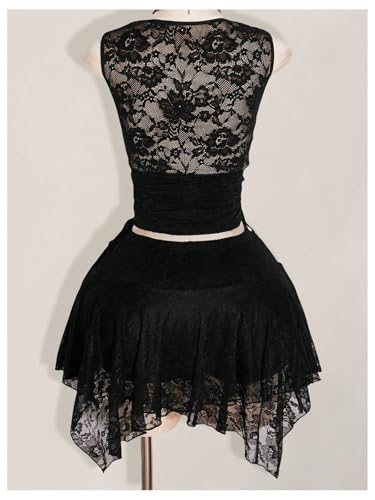 Verdusa Women's Plus Size Y2K Floral Lace Layered Ruffle Skirt Ruched Drawstring Party Club Mini Skirts2