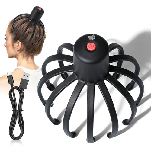 Masajeador de cabeza eléctrico, 3 modos, masajeador para el cuero cabelludo y el cabello, 360° cabeza masaje recargable inalámbrico, portátil para aliviar el estrés y relajarse