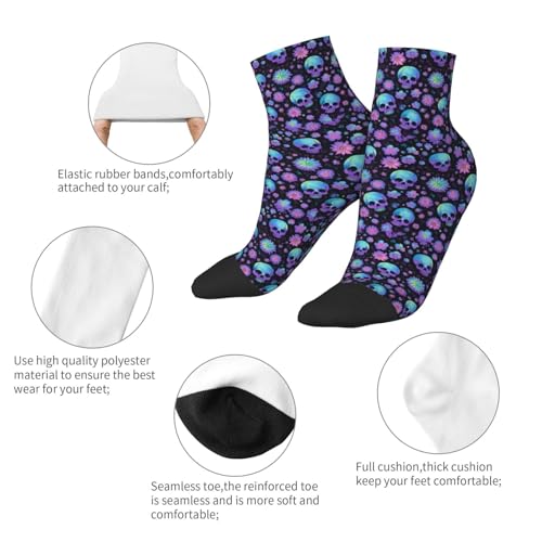 Purple Skull Flower Ankle Socks For Women Men-Low Cut Socks Crew Cute Womens Mens Ankle Sock4