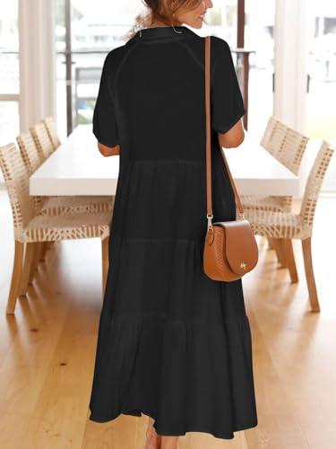 Paintcolors Women's Casual Short Sleeve Button Down Beach Long Swimsuit Cover Ups Summer Maxi Shirt Dress Kimonos Cardigans2