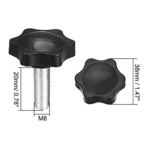 TA-VIGOR 5Pcs M8 x 20mm Plum Hex Shaped Clamping Screw Knob, 38mm Dia Plastic Head Clamping Knob Handle Male Thread Thumb Screw - Image 2