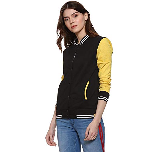 Image of PINACOLADA Women's Colorblock Sweatshirt with Ribbed Hem for Casual Wear | Low-High Neck | Long Sleeve | Button Closure | Cotton Sweatshirt Crafted with Comfort Fit for Everyday Wear