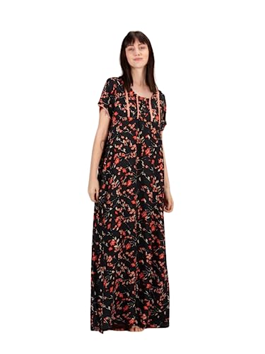 Image of Evolove Women's Cotton Long Maxi Night Gown Nighty Dress with Pocket & Stylish Button, Super Soft Comfortable (LNG-Button)
