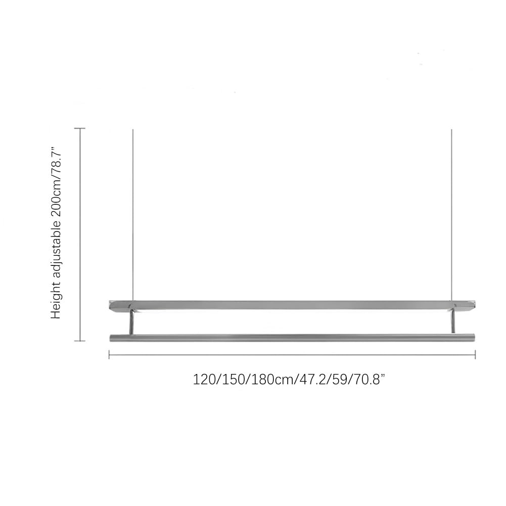 Decken-Schrank für Kleidungsstücke, LED-Kleiderständer aus Edelstahl for Aufhängen an der Decke, silberfarben, mehrere Größen, Einzelhandel(120 cm)