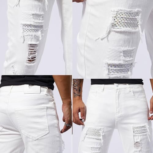Jeans for Men Vintage Classic Ripped High Waisted Y2k Pants Slim Fit Stretch Tapered Denim Trousers Pants Street Wear4