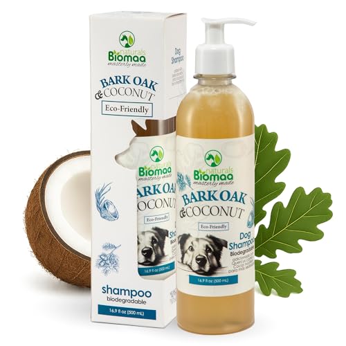 BIOMAA Shampoo Natural´s para Perros con Corteza de Encino y Aceite de Coco – Antiséptico, Hipoalergénico, Hidratante y Anticaída – Brillo y Suavidad – Ideal para Todo Tipo de Piel-17.6oz/500mL