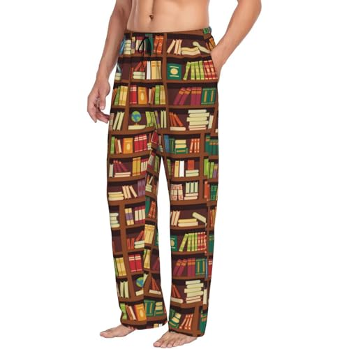 Library Vintage Bookshelf Print Mens Pj Pants,Soft Men Lounge Pants,Mens Pajama Pants Bottoms,Sleep Pants For Men - Main Image
