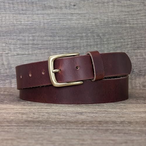 Ashford Ridge Made in England 34mm Full Hide Leather Belt with Brass Colour Buckle2