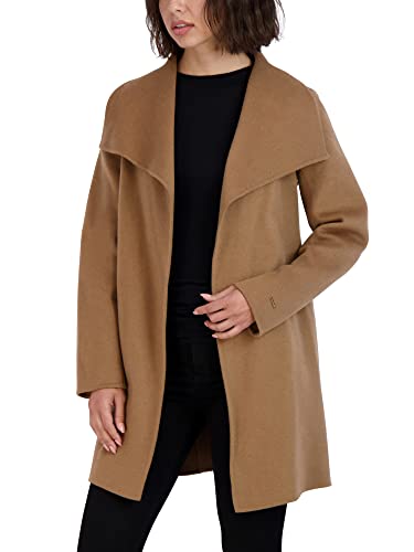 Image of TAHARI Women's Double-faced Luxury Soft Wool Blend Peacoat- Wrap Wool Coat With Removable Belt