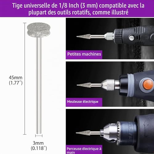 Forets de meulage diamant compatible Dremel avec accessoires de sculpture sur pierre et polissage