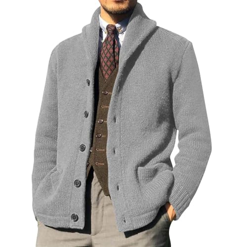 Men's Knitted Button Cardigan Sweater Lapel Long Sleeve Thick Warm Large Size Sweater2