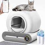 Selbstreinigende Katzentoilette, Katzenklo Selbstreinigend Groß, 65L + 9L, Elektrisches Katzenklo XXL, APP-Steuerung, Niedriger Einstieg, Automatisches Katzenklo für Mehrere Katzen
