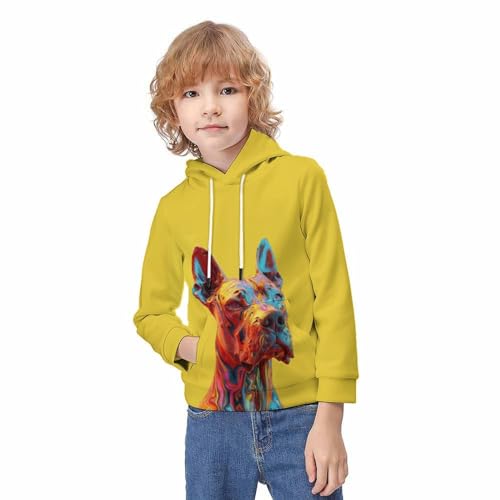 Sweat à capuche lévrier avec imprimé 3D chiot cool pour ado - 3