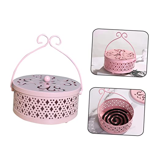 Containers With Lids Incense Burner Containers With Lids Round Container With Lid - Burners Portable Coil Holder Incense Burner Holder Hollow-Out Incense Burner Pink Plate #TOP5
