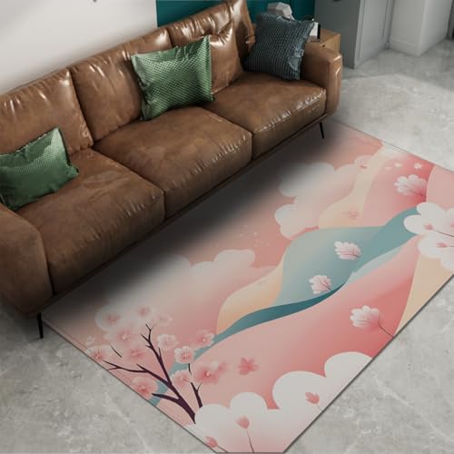 Tapis japonais cerisier en fleurs 80x150cm tapis rose mignon