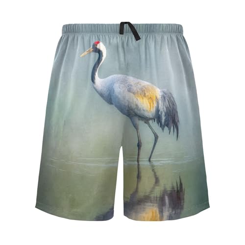 Animal Flamingo Bird Blue Mens Pajama Shorts PJ Sleep Lounge Shorts Sleepwear with Pockets Men, S2