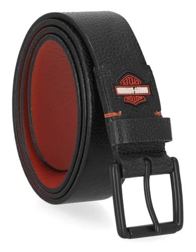 Harley-Davidson Men's Roller Buckle H-D Logo Genuine Leather Belt - Matte Black