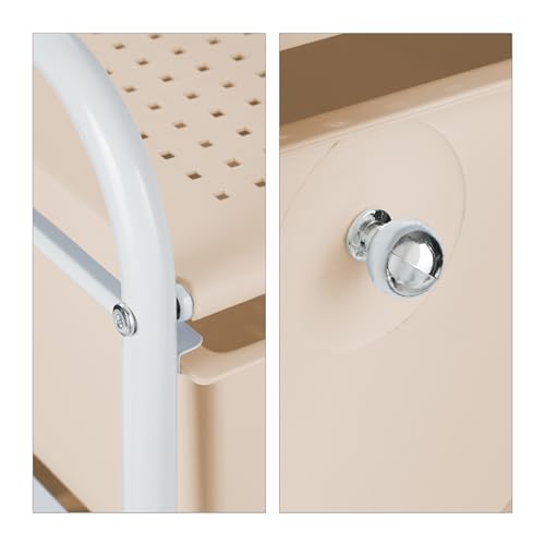 Relaxdays Carrito Auxiliar, 3 Cajones, Metal y Plástico, Carro para Baño, Cosméticos, 60 x 33 x 39 cm, Blanco - imagen 9