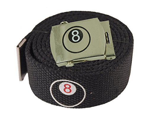 ACCmall Canvas Military Web Novelty, Flag, Soccer Team Belt & Buckle (8 Ball (Silver), 72 inch)