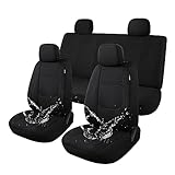 Pariitadin Waterproof Car Seat Covers Full Set, Neoprene Seat Covers for Cars, Universal Fit Interior Covers for Most Cars Sedan Van Truck SUV(Black)