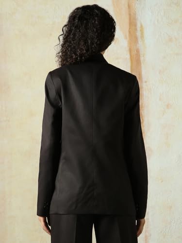 Image of High Star Women Solid Longline Length Oversized Notch Lapel Collar Full Sleeve Blazer
