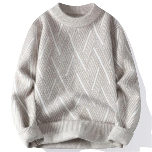 Men's O-Neck Thick Sweater Striped Pattern Sweater Casual Pullover4