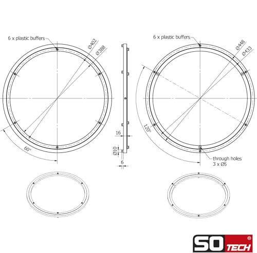 Aluminium Drehkranz silber Ø 448 mm belastbar bis 350 kg, Drehring robust, kugelgelagert, rostfrei Drehteller für Drehtisch, Ausstellungen und Maschinenbau